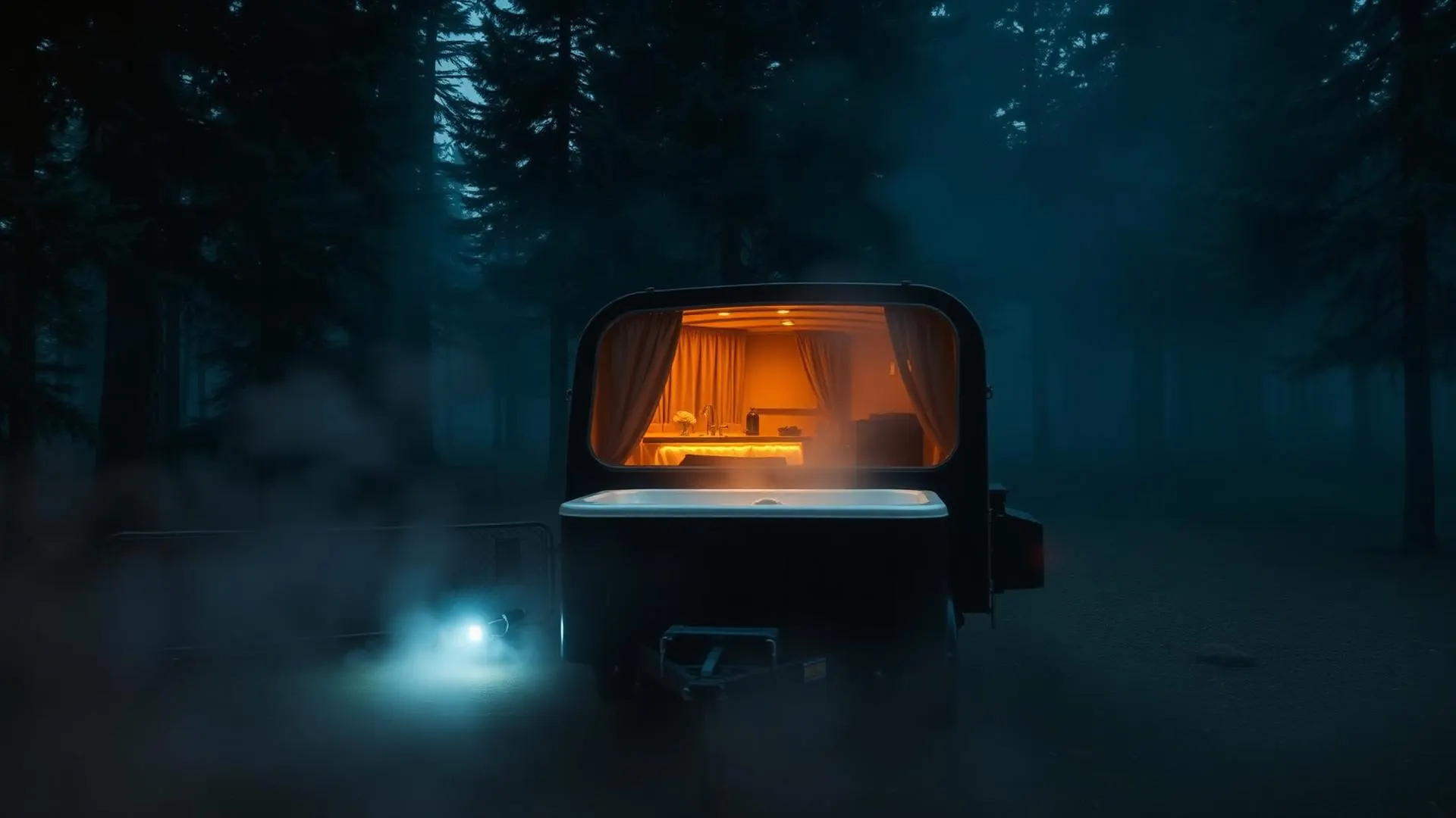 Whirlpool im nordischen Wald bei Dämmerung